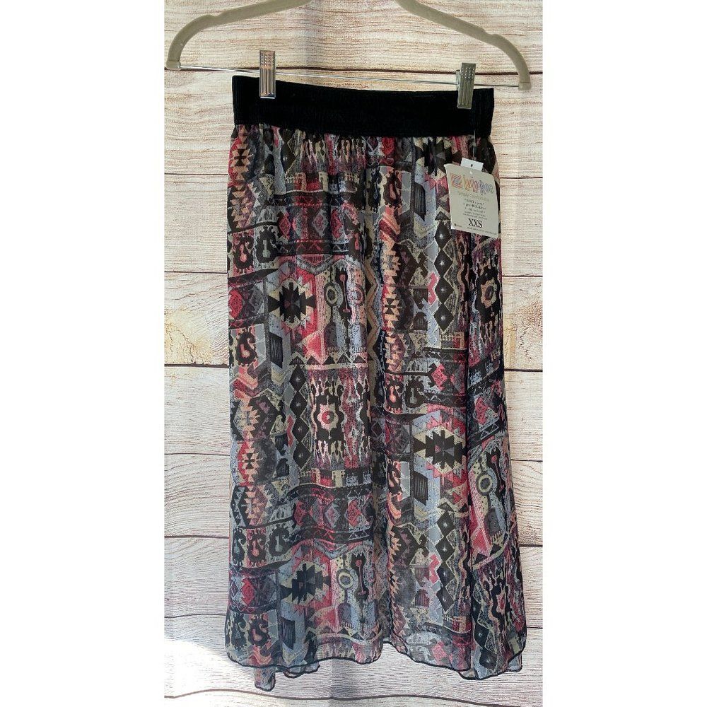 Rare LuLaRoe Lola midi skirt in tribal pattern XXS New With Tags lined